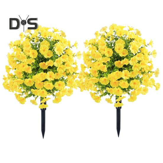 Искусственные цветы ипомеи, искусственный куст ипомеи с колышком для установки в грунт, реалистичная искусственная зелень, кустарники для улицы, для дома, для фермерского дома, для крыльца, для патио