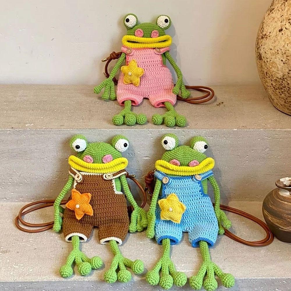 Yarn Crochet Frog Materials Kit DIY Material Bag Crossbody Crochet Purse Birthday Gift