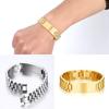 B0581W Men's 18K Gold-Plated Bracelet Chain Gold Bracelet Watch Strap Surgical Steel Heavy Plate