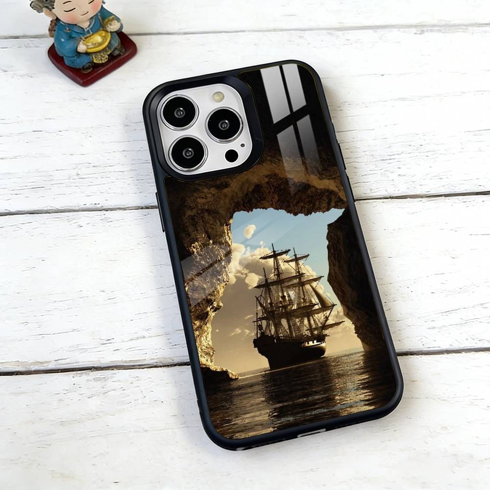Vintage pirate ship Phone Case Magnetic with Magsafe Wireless Charging For iPhone17,16,15,14,13,12,11 Plus,Pro