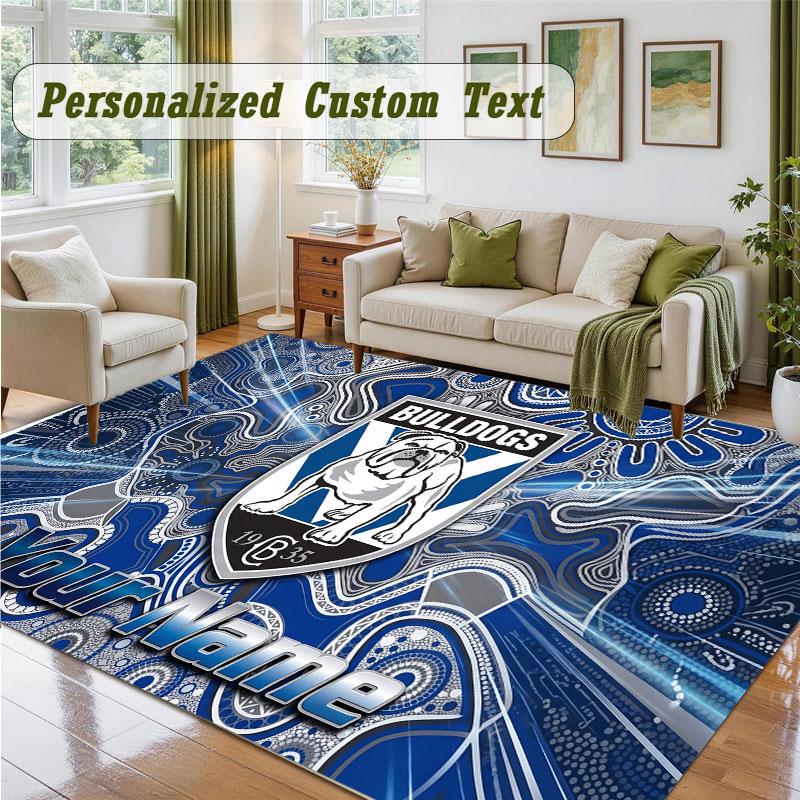 Crystal Velvet Square Rug Custom NameCanterbury-Bankstown Bulldogs Pattern Non Slip Home Floor Decor Rug