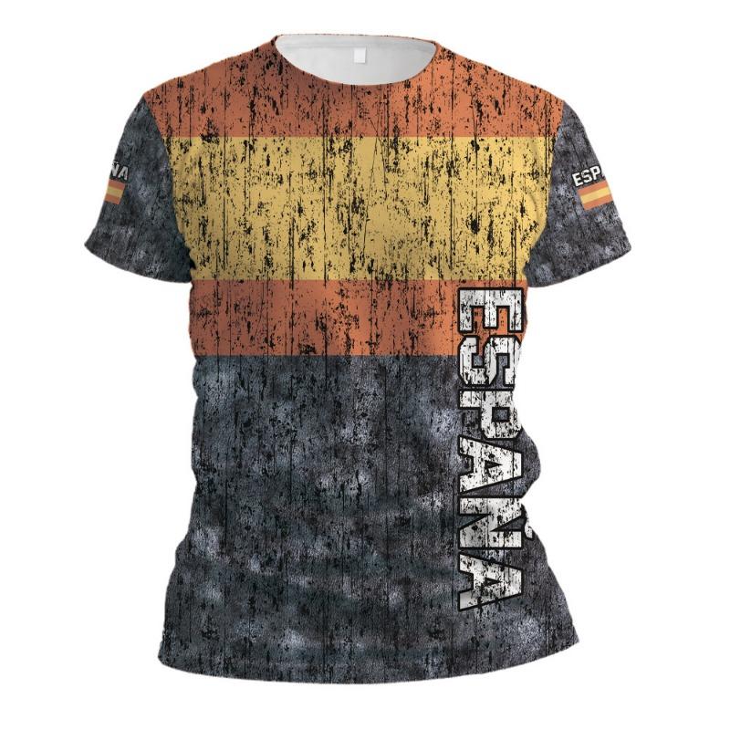 Весна Лето Футболка с круглым вырезом и коротким рукавом с 3D цифровой печатью Модная молодежная футболка с принтом букв