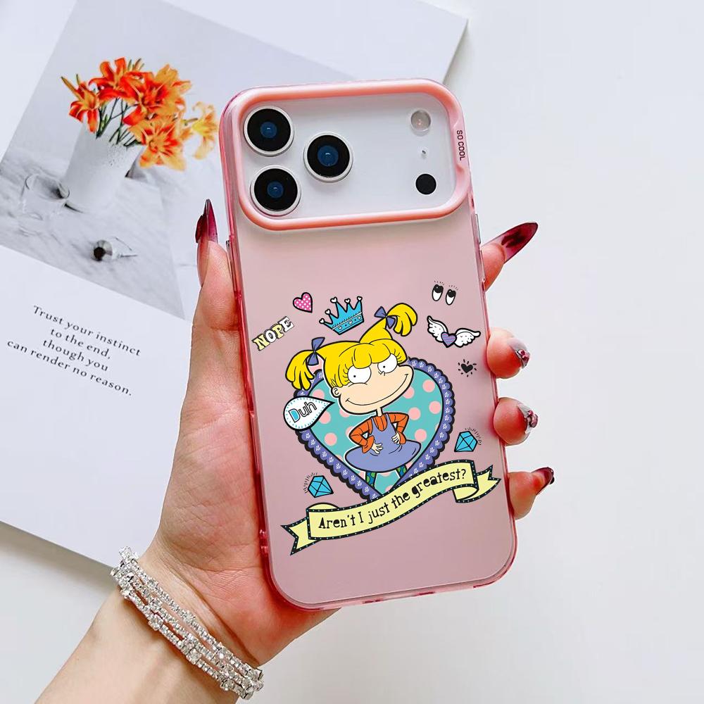 Смешной R-Rugrats Анжелика Чехол для телефона для iPhone 17 16 15 14 13 12 11 Pro Max Air Матовый Лазерный Аврора Ударопрочный Funda