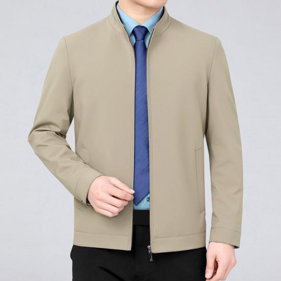 Мужская деловая куртка с воротником с лацканами и длинным рукавом, однотонный кардиган на молнии, облегающее повседневное пальто, верхняя одежда