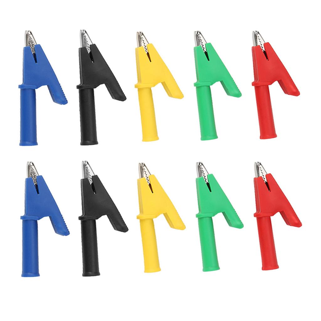 10pcs Set P2002 20A 5 Colors 4mm Banana Jack Crocodile Safety Test Clip For Multimeter 380V