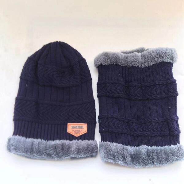 Коралловый флис Балаклава Зимняя шапка Шапки унисекс Шапки шарф Комплект теплая шерстяная вязаная шапка