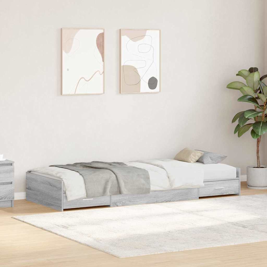 Bed Frame with Headboard Grey Sonoma 90 x 200 cm Engineered Wood