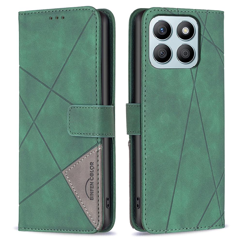For Honor X8b 4G Phone Cases Wallet Stand Geometry Imprint Leather Cover