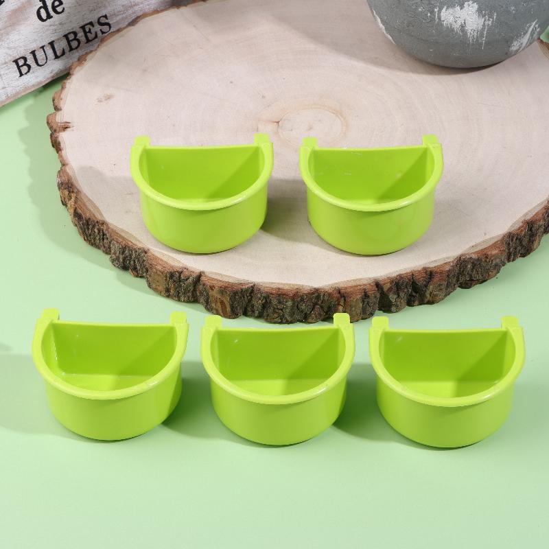 Semicircular Hanging Bird Feeder Cups - Cage Mounted Plastic Food & Water Bowls for Parrots, Budgies & All Bird Species