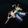 Female Jewelry Dancing Girl Lapel Pins Coat corsage Angel wings Brooch Women Crystal Brooches