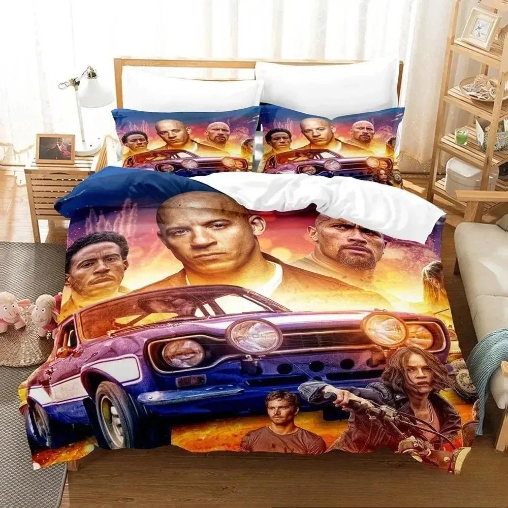 HD Fast F-Furious Vin Diesel Racing Car Duvet Cover Pillowcase Twin Full Queen King Double Single Size Women Adults Teens Beddin