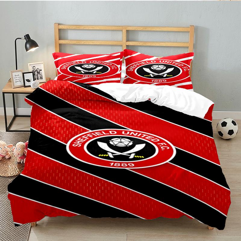 3PCS Global Football Club Sheff Bedding set,Ideal for1pc Duvet Cover And 2pcs Pillowcases Perfect for Christmas gift,Ideal for Bedroom, Dormitory