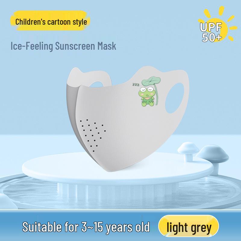 Kids' Cartoon Ice Silk Sunscreen Mask: Breathable, Full Face for Ages 3-12