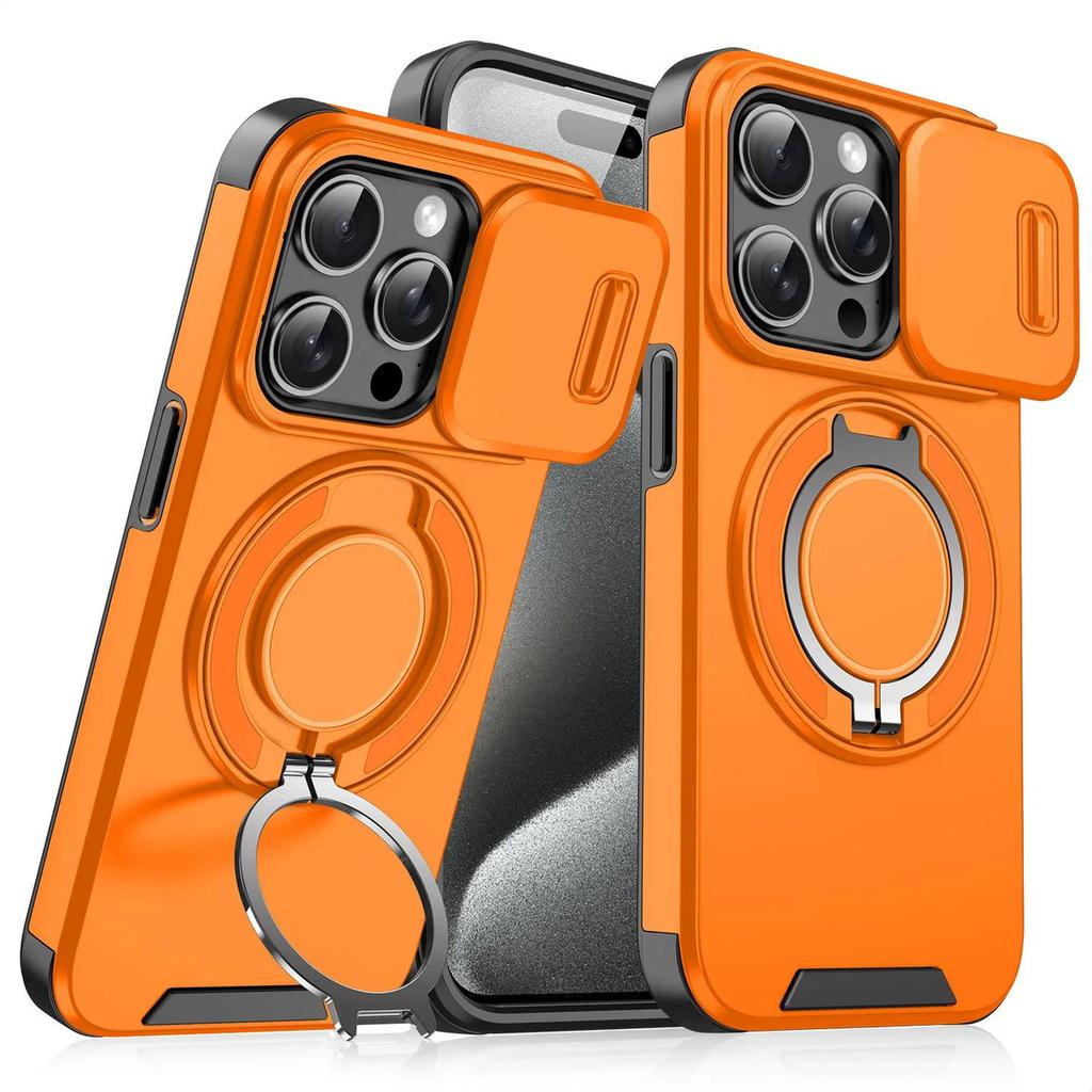 Чехол для iPhone 16 Pro Max, Магнитная крышка для камеры, Чехол для телефона с вращающимся на 360° кольцом-держателем для iPhone 16