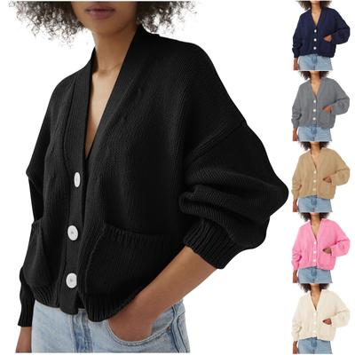 Женский вязаный свитер с длинным рукавом и открытой передней частью, кардиган на пуговицах, свободная женская верхняя одежда