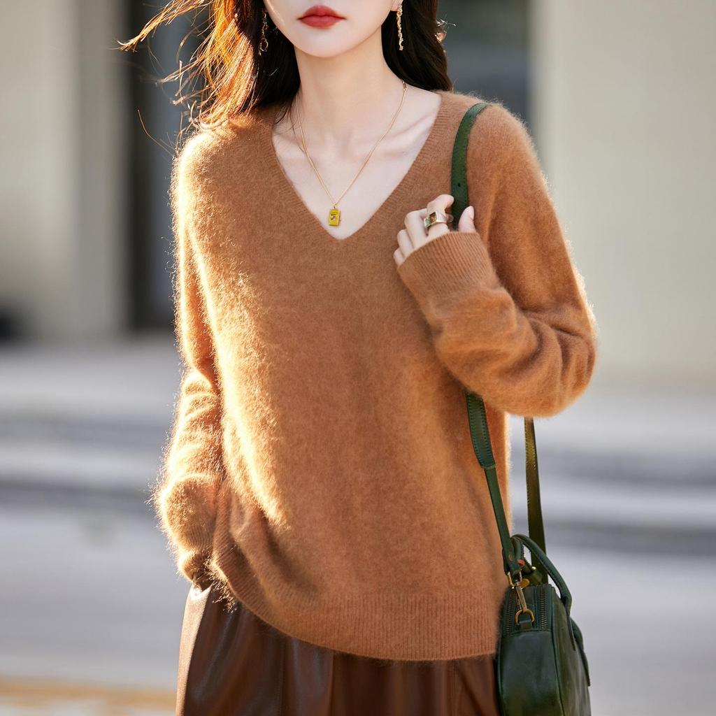 Тяжелый кашемировый бесшовный вязаный свитер-пуловер для женщин из серии Brushed