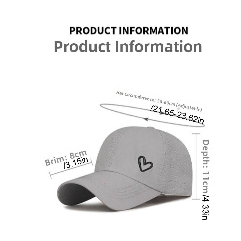 Love Heart Ponytail Baseball Cap Adjustable Solid Color Sunshade Sun Hat Lightweight Sun Protection Snapback Hat Ladies