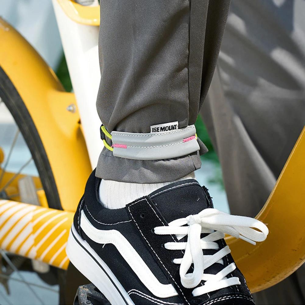 Reflective Bike Pants Strap High Visibility Trouser Leg Straps Bicycle Trouser Bands for Night Walking Cycling Running