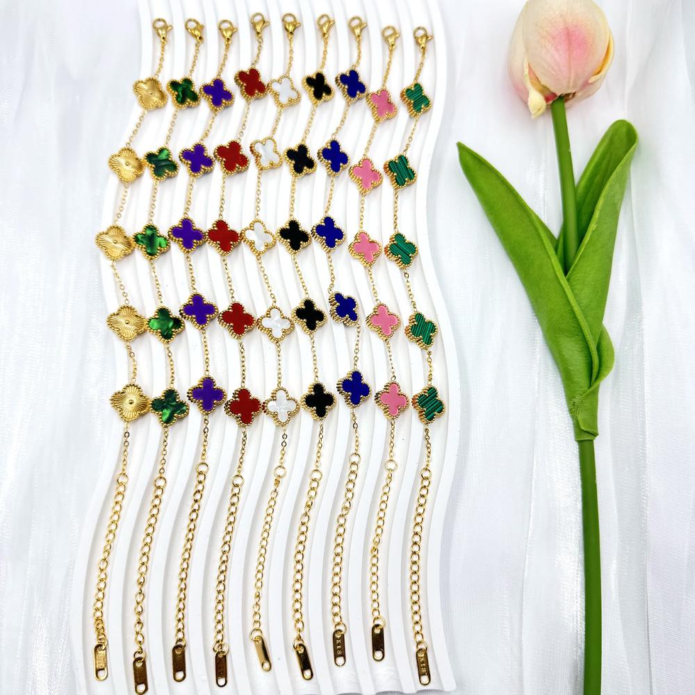 Браслет из высококачественной нержавеющей титановой стали 13 мм в виде четырехлистного клевера для женщин, модный браслет высокого класса