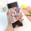 Cute Cartoon Chainsaw Man Pattern Case For Samsung Galaxy Z Flip 3 4 5g Funda Z Flip3 Clear Pc Hard Shockproof Phone Coque Shell