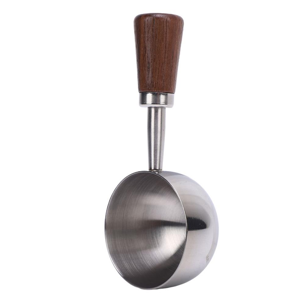 Short Wooden Handle Bean Tea Scoop 304 Stainless Steel Kitchen Utensil Spoon For Ground Coffee
