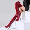 Sexy Thigh High Boots Women Shoes Fashion Point Toe Over the Knee Boot Female Large Size Red Green Blue Pink Dance Fetish Shoes