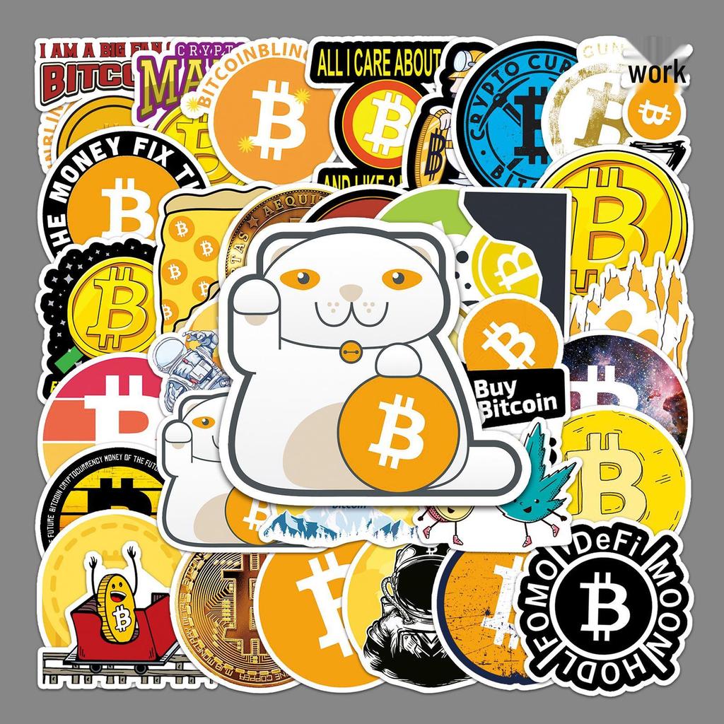 50 Bitcoin Commemorative Graffiti Stickers for Suitcase, Laptop, and Car