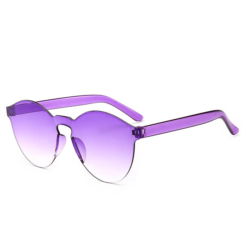 Модные женские солнцезащитные очки с кошачьими ушками, безрамные желе, прозрачные очки, универсальные очки в стиле ретро, ​​очки ярких цветов