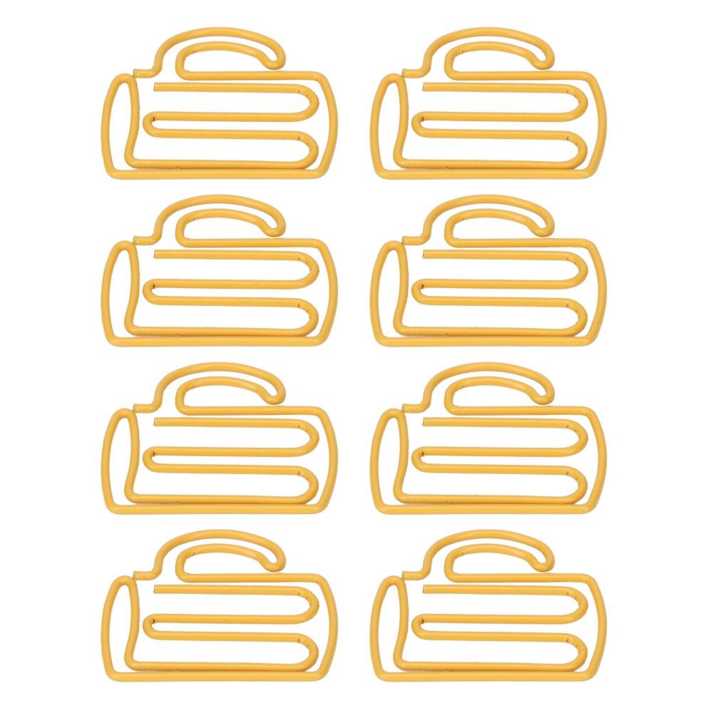 100Pcs Cup Shape Cute Paper Clips Yellow Office Clips Decorative Cool Paper Clips Office Supplies