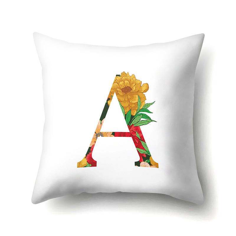 Полиэстеровая наволочка Акварельные цветы Принт для украшения автомобиля 26 английских букв Домашняя наволочка для подушки