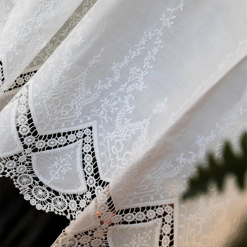 100% хлопок полые цветы короткие занавески гостиная корейский серый кружевной ткани полузанавески для кухни книжная полка пылезащитная занавеска