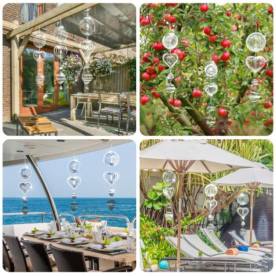 3D Wind Spinner Bird Deterrent Outdoor Garden Yard Farm Hanging Reflective Metal