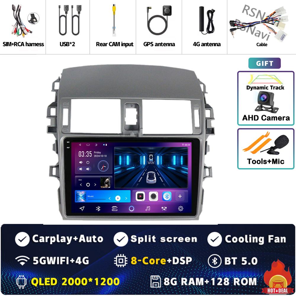 Android 14 Carplay автомобильное радио для Toyota Corolla E140 E150 2006 - 2013 Мультимедийный видеоплеер Навигация GPS Стерео 2Din DVD BT