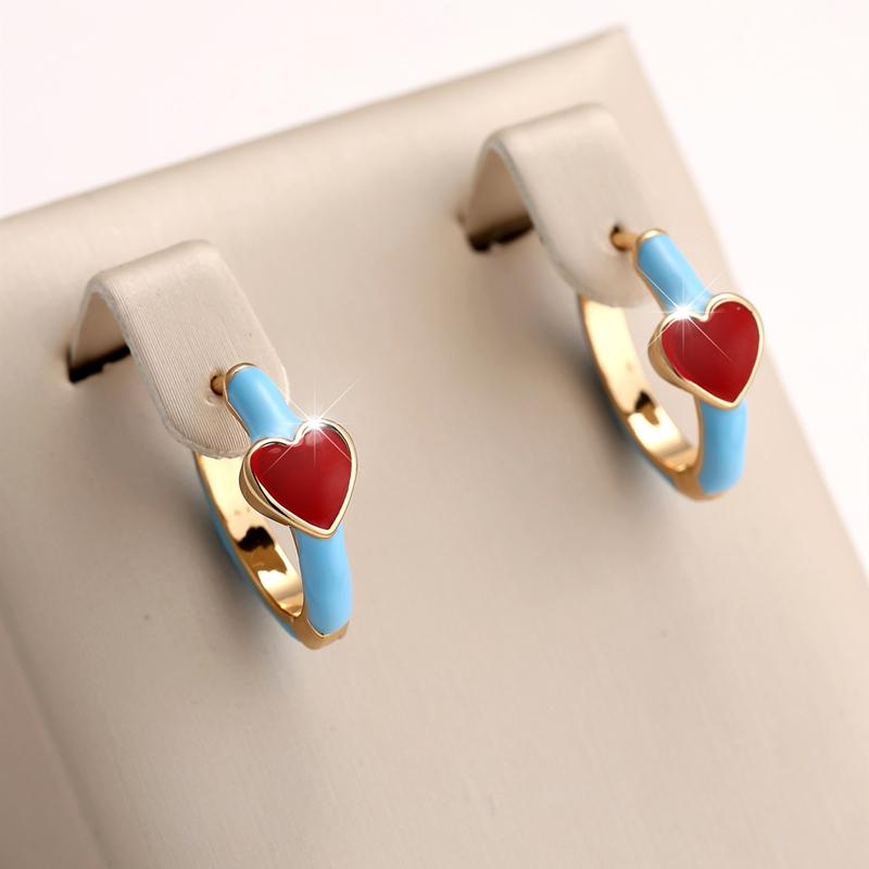 Винтажные красные серьги-кольца с эмалью в форме сердца для женщин, круглые серьги золотого цвета, ювелирные изделия для девушек и свадебные подарки