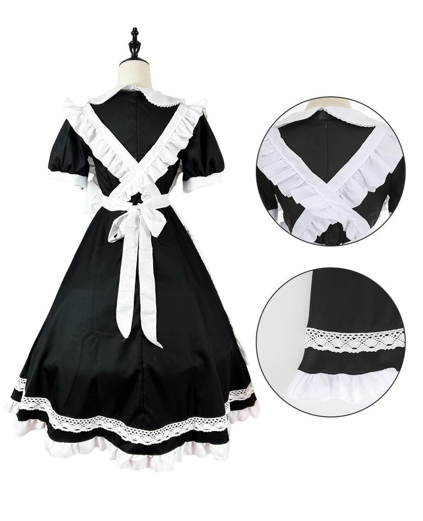 Горничная Британская Длинная Короткая Плюс Костюм Горничной Кофе [NOKIJP] Костюм, Косплей, Стиль, Кружево, Лента, Рукава, Рукава, Кружево, Британский, Хэллоуин,