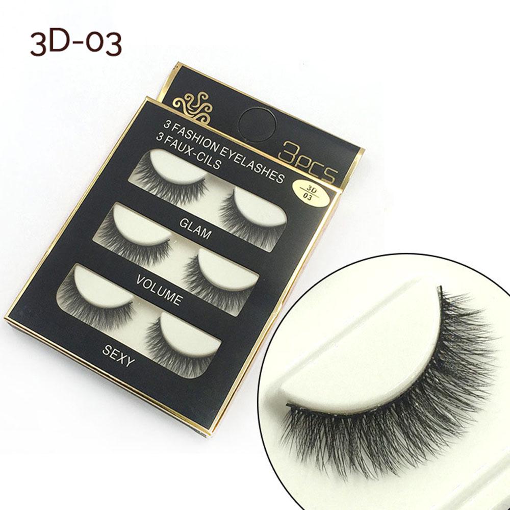 3 Pair Waterproof Handmade Mink Hair Thick Eye Lash Extension  3D Mink Natural Long False Eyelashes