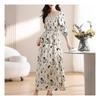 Navava Romantic Flower Shirring Square Neck Long Sleeve Dress No725