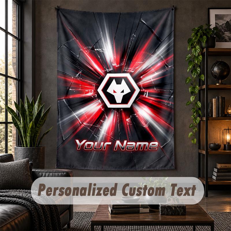 Wall Tapestry Wolverhampton Wanderers Football Print Custom Name Text Wall Hanging Home Decor