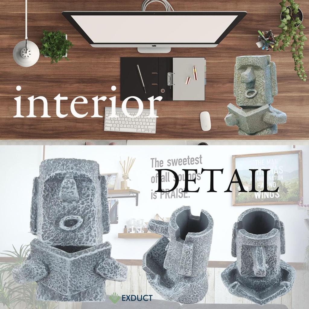 EXDUCT Moai Statue Eyeglass Pen Eyeglass Pen Small Item Desktop Stylish Pen Holder Stand, Holder, Holder, Holder, Holder, Stand, Ornament,