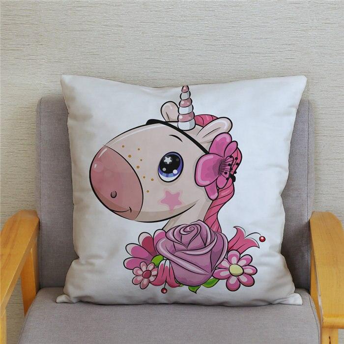 45*45 квадратная наволочка для домашнего декора, наволочка, наволочка с милым мультяшным принтом единорога, наволочка