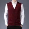 Men's Autumn Winter Wool Vest Cardigan Knitted Jacquard Casual Sleeveless Men's Sweater Base Layer Jacket