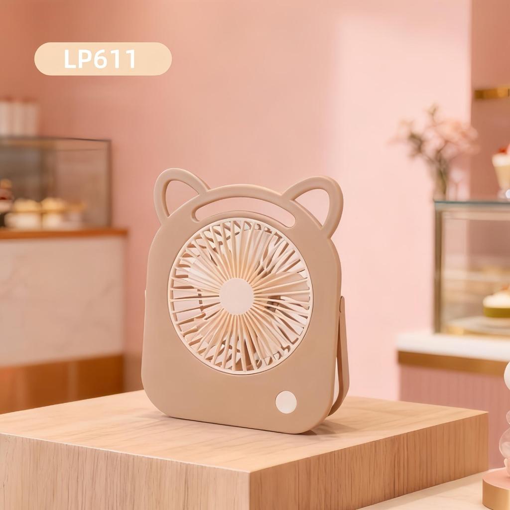 USB Rechargeable Puppy-Themed Fan, 3-Speed Adjustable, Ideal for Desktop and Bedside Use