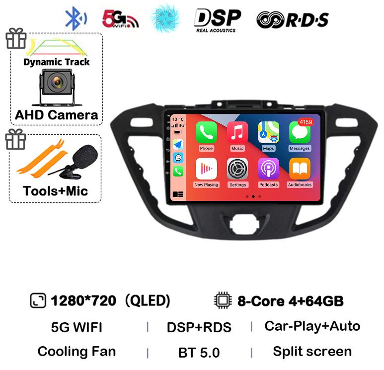 Android 14 Auto Carplay Car Radio For Ford Transit Custom 2013-2018 Multimedia Video Player Navigation GPS 4G+WIFI Stereo Audio