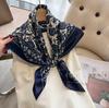 Luxury Silk Head Scarf Women Summer Foulard Square Head Hijab Scarfs For Ladies Brand Shawls 90*90 Silk Scarf Muslim Hijab