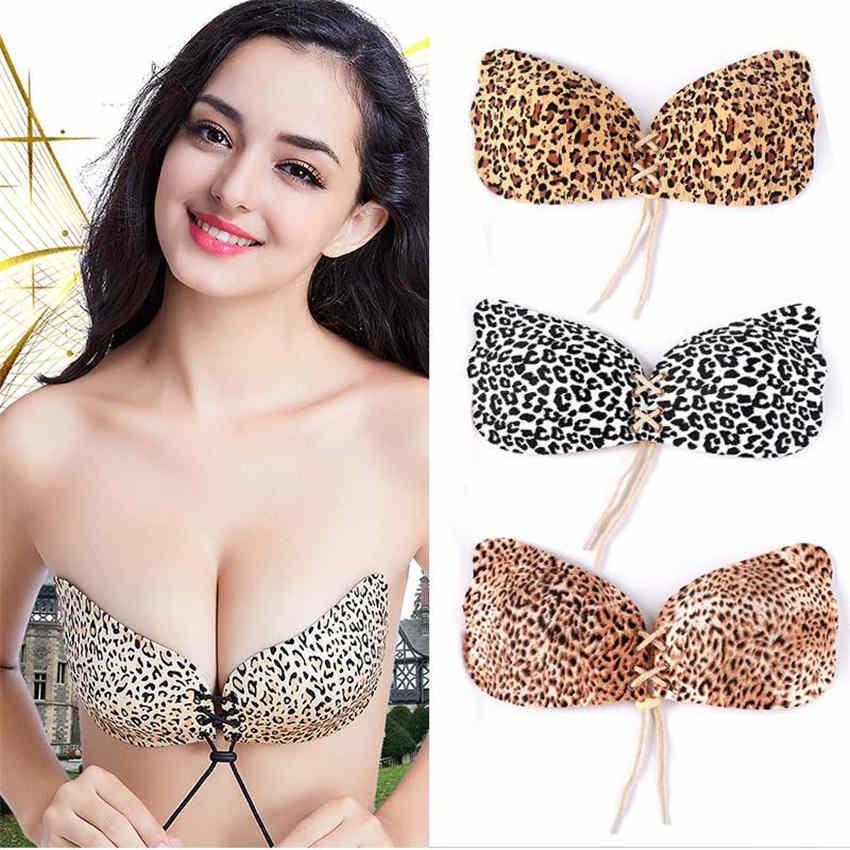 Женский сексуальный леопардовый силиконовый пуш-ап без бретелек невидимый наклеивающийся бюстгальтер с открытой спиной Nubra
