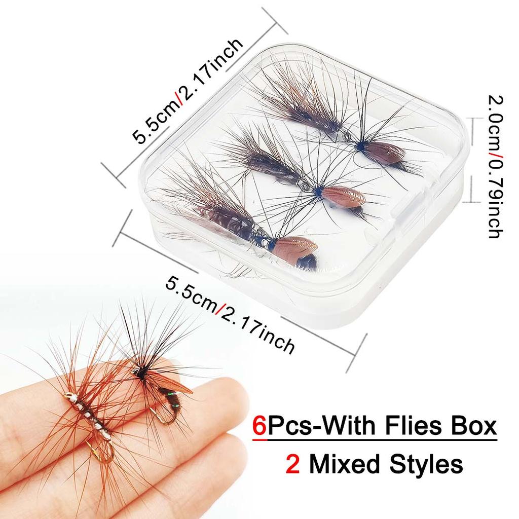 6/10 шт., размеры № 10, крылатые ручейники для лося и искусственные черные крылья, мушка для тела жука, сухие мушки, искусственные насекомые, приманка для форели, щуки, окуня, рыболовные снасти