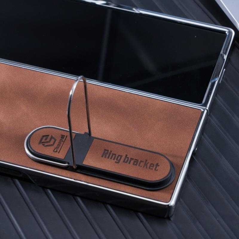 Чехол для телефона Samsung Z Fold7/6: Гальванизированная кожаная подставка для защиты складного экрана (Подходит для моделей 5/4/3)