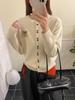 Women's 3D Floral Knit Cardigan - Mori Style, Loose Fit, Sweet & Cozy Winter Wear