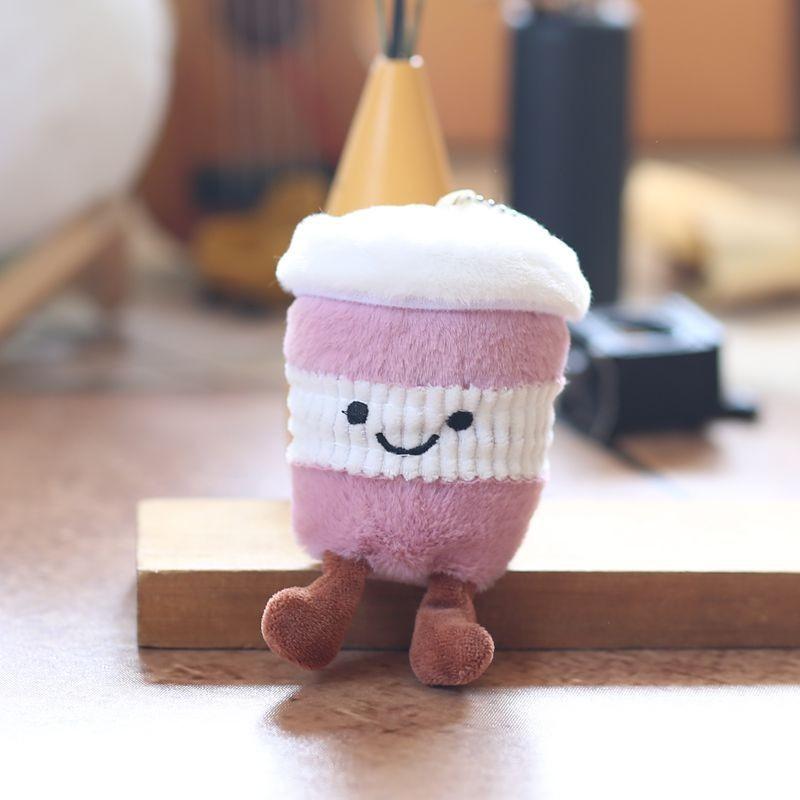 Плюшевый брелок в виде чашки молочного чая из супермягкого короткого плюша для девочек, подвеска для рюкзака, домашний декор, подарок