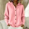 Women's Fashion Color Long Sleeve Button Front Hooded Knit Cardigan